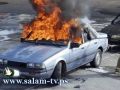 إحتراق مركبة أثناء سيرها في بيت لحم نتيجة تسرب وقود قرب محركها