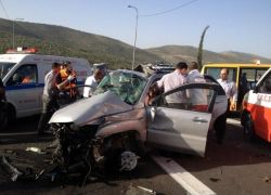 إصابة 6 مواطنين في حادث سير على شارع حواره جنوب نابلس