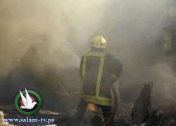 حريق مقهى ومنزل في مدينة جنين