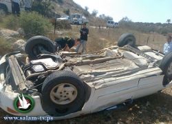 جنين: إصابة مواطنين بجروح جراء انقلاب مركبه بالقرب من حرش السعادة بجنين