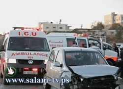 إصابة أربعة مواطنين في حادث سير على شارع جنين نابلس
