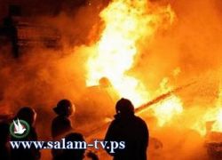 إحتراق علب دهان داخل محل صناعي في مسحة غرب سلفيت