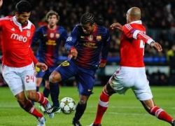 برشلونه يتعادل سلبيا مع بنفيكيا واصابة ميسي