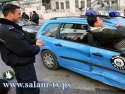 اصابة 4 من رجال الشرطة-انقلبت دوريتهم خلال مطاردة مركبة شرق طولكرم
